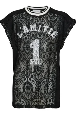 New Haute L'Amitié Football Lace Frill Top HL10124 Black