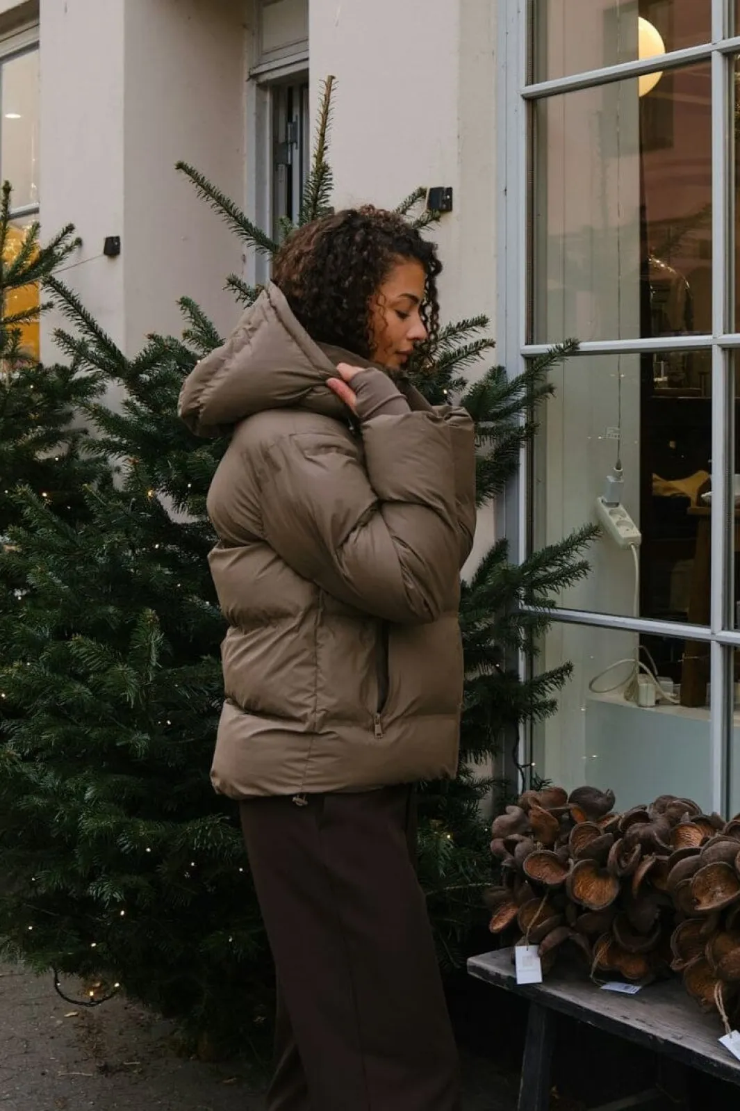 Sale Neo Noir Fox C Puffer Jacket Dark Taupe