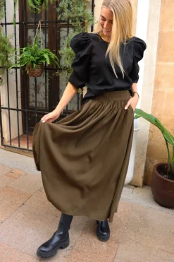 Outlet Liberte Frede-Long-Skirt 22112 Army