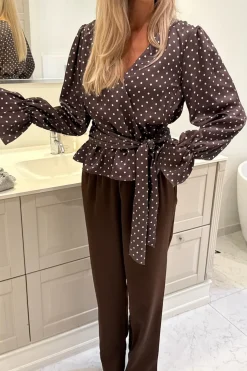 New BYIC Freyaic Shirt A2591 Brown W Dots