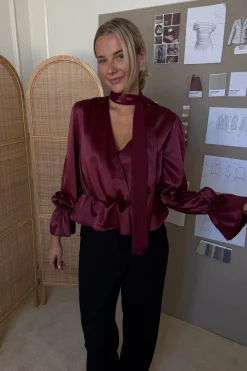Sale BYIC Freyaic Shirt A2591 Bordeaux Satin