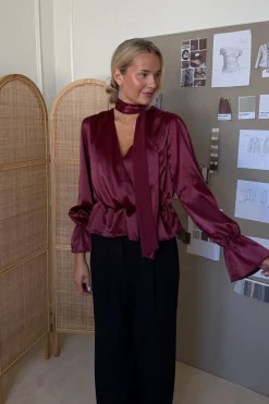 Sale BYIC Freyaic Shirt A2591 Bordeaux Satin