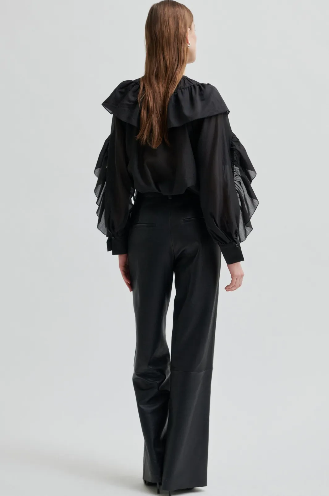 Clearance Second Female Fria Frill Blouse 60121 8001 Black