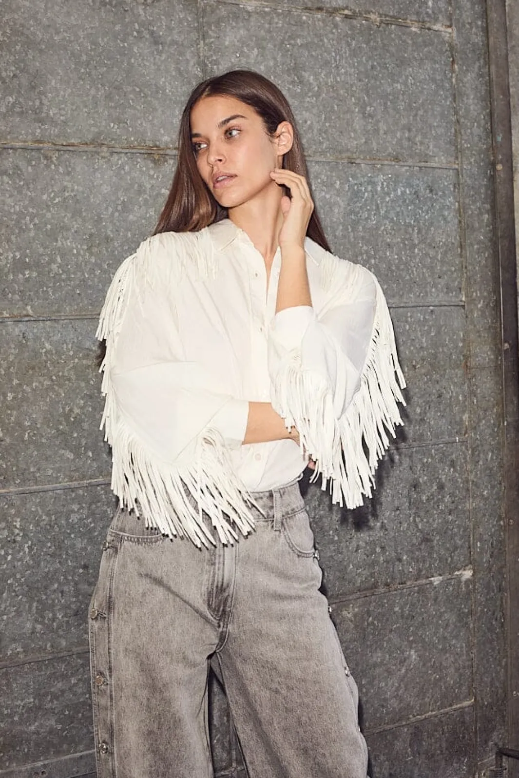 Online Haute L'Amitié Fringe Shirt HL10298 Off-White
