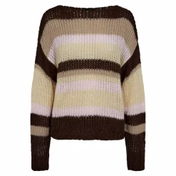 Discount Liberte Frodine Stripe Pullover 22261 Choco Rose Ivory Stripe