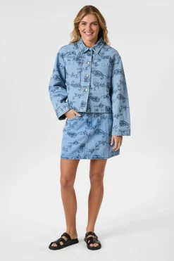 Sale Neo Noir Gabani Embroidery Denim Skirt 165223 140