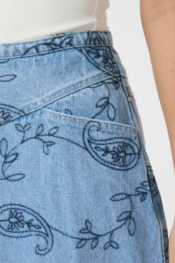 Sale Neo Noir Gabani Embroidery Denim Skirt 165223 140