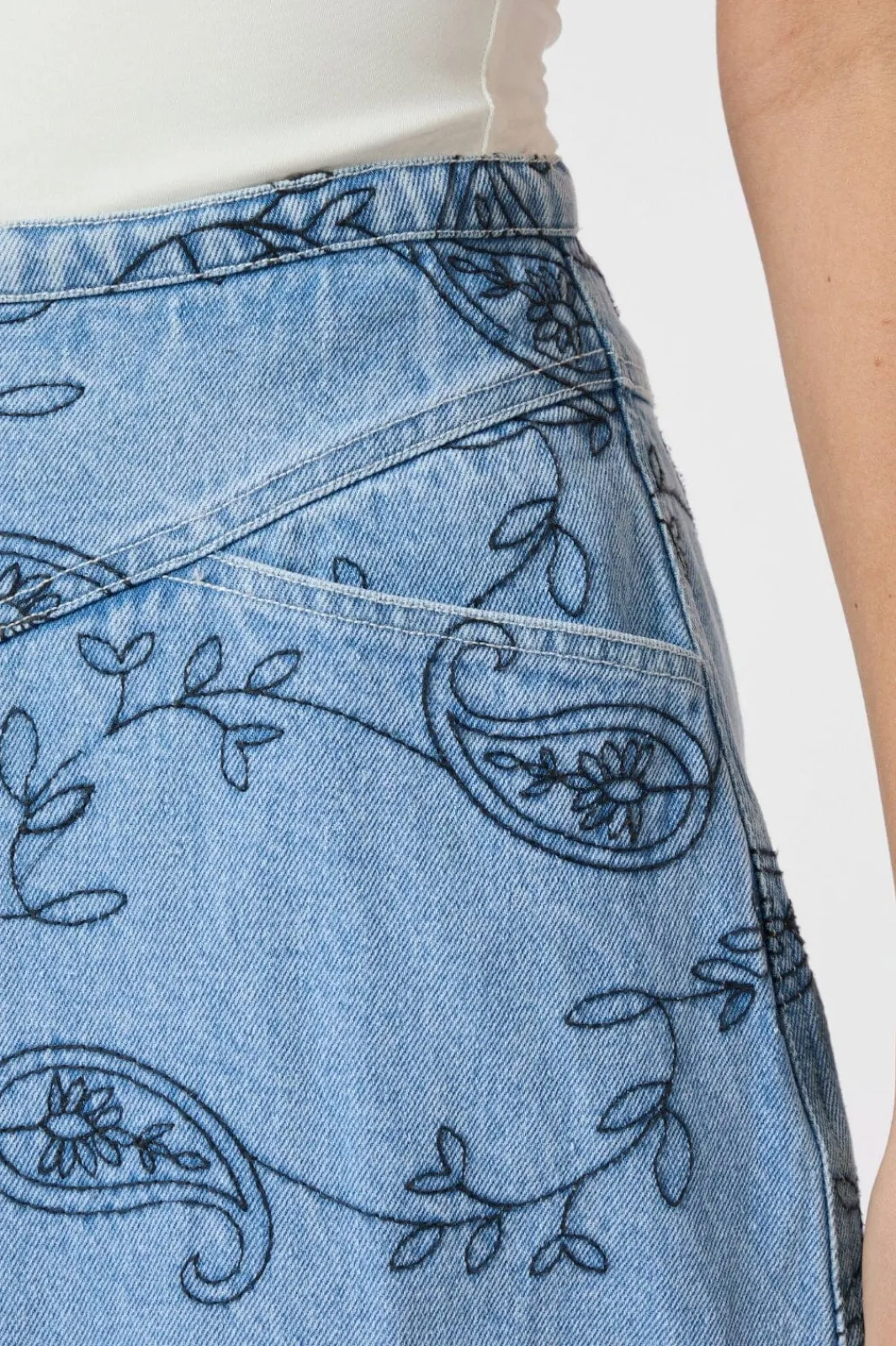 Sale Neo Noir Gabani Embroidery Denim Skirt 165223 140