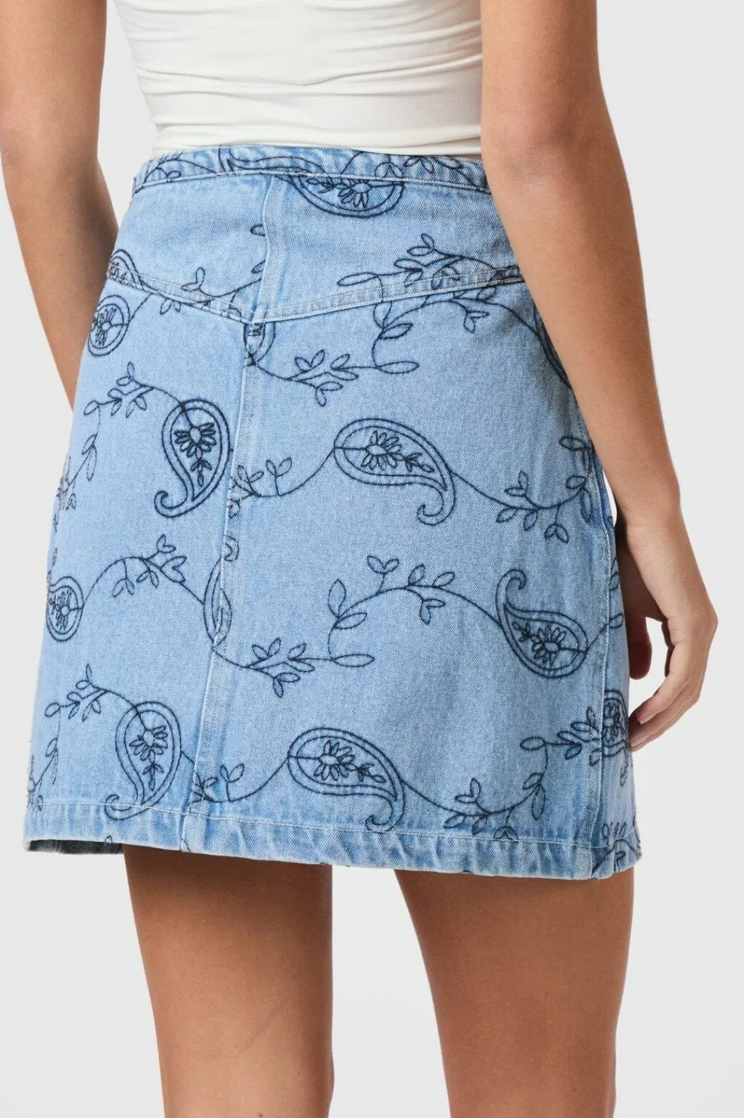 Sale Neo Noir Gabani Embroidery Denim Skirt 165223 140