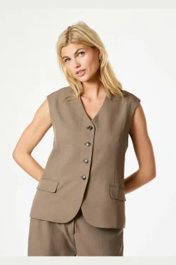 Outlet Neo Noir Gamina Structure Waistcoat Khaki