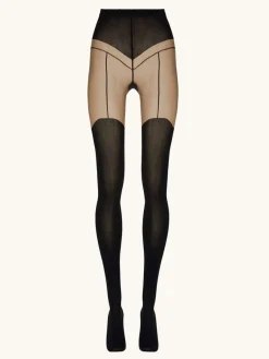 Outlet Wolford Garter Belt Tights17630 9180 Black/black