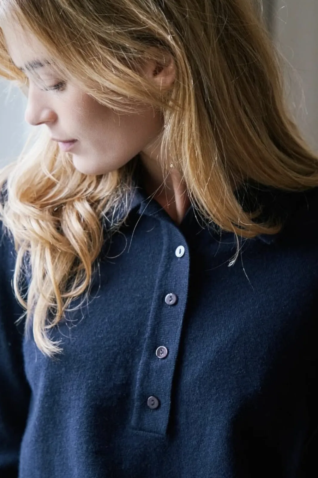 Neo Noir Genea Knit Polo Blouse 163891 Navy