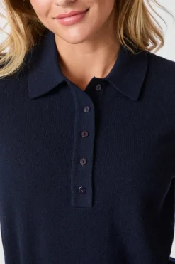 Neo Noir Genea Knit Polo Blouse 163891 Navy