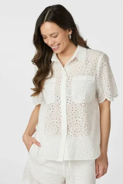Online Neo Noir Gessie Embroidery Shirt 165383 120