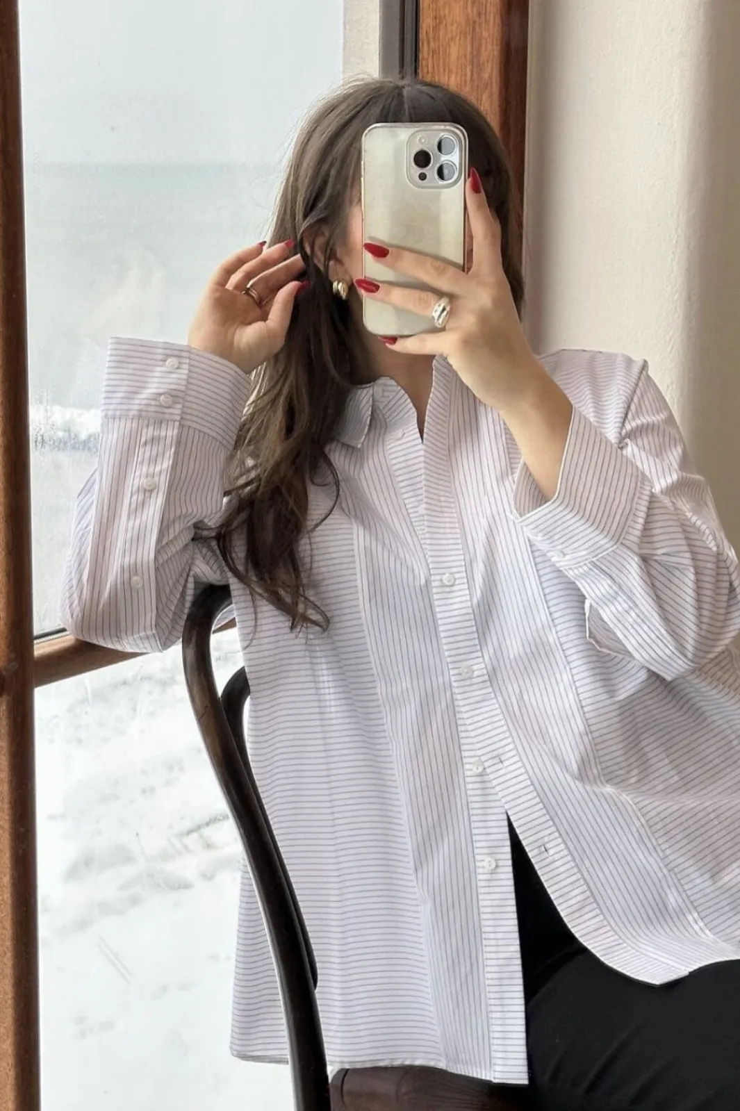 Hot Neo Noir Gili Stripe Shirt White