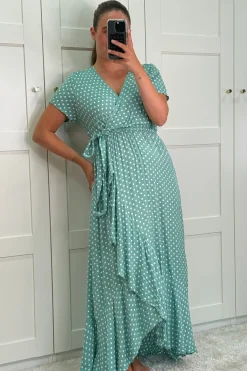 Hot A-bee Ginevra Dot Wrap Dress Green