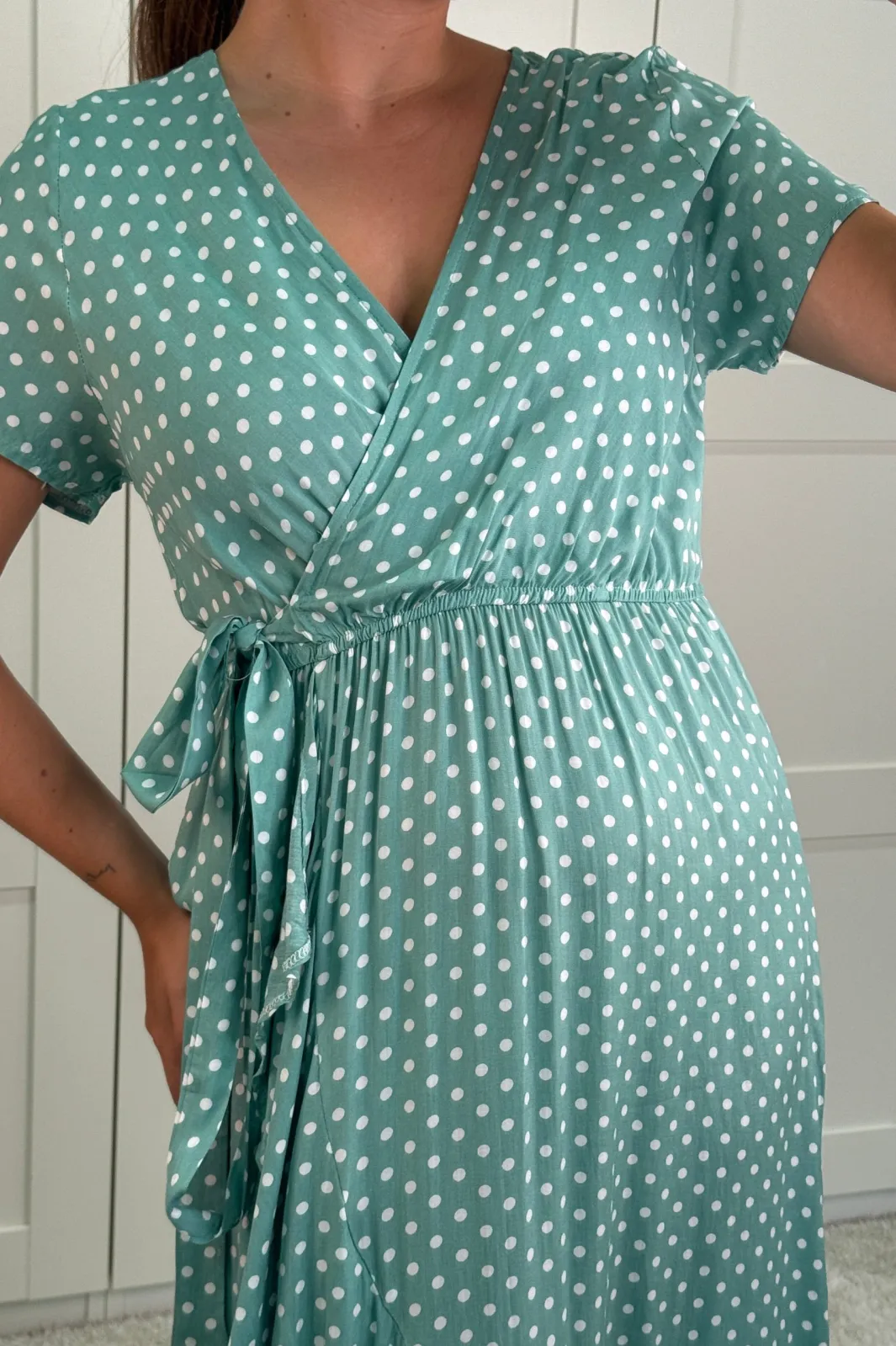 Hot A-bee Ginevra Dot Wrap Dress Green