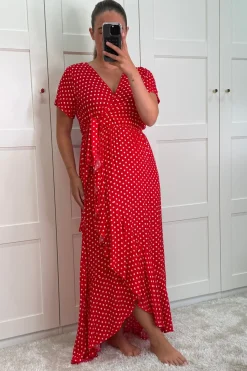 Sale A-bee Ginevra Dot Wrap Dress Red