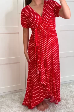 Sale A-bee Ginevra Dot Wrap Dress Red