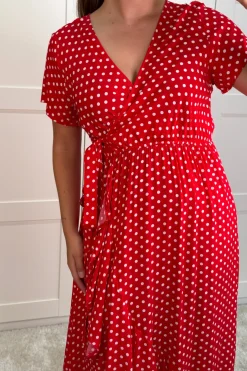 Sale A-bee Ginevra Dot Wrap Dress Red