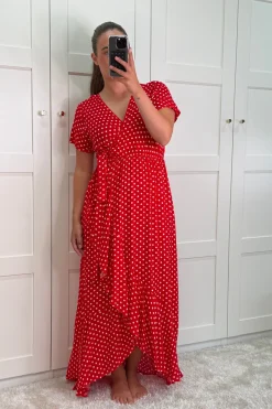 Sale A-bee Ginevra Dot Wrap Dress Red
