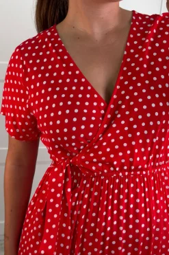 Sale A-bee Ginevra Dot Wrap Dress Red