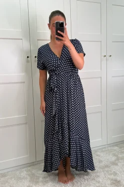 Discount A-bee Ginevra Dot Wrap Dress Navy