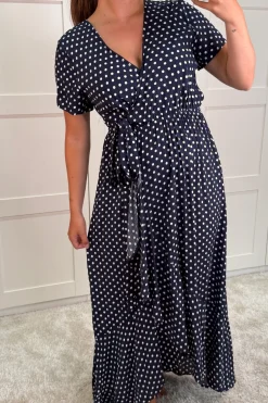 Discount A-bee Ginevra Dot Wrap Dress Navy