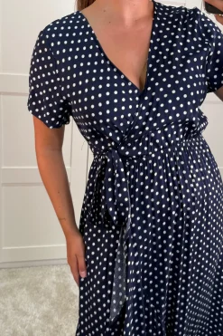 Discount A-bee Ginevra Dot Wrap Dress Navy