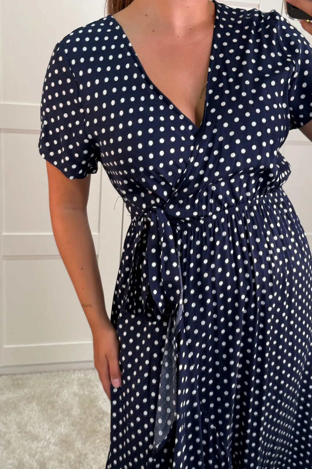 Discount A-bee Ginevra Dot Wrap Dress Navy