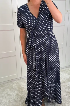 Discount A-bee Ginevra Dot Wrap Dress Navy