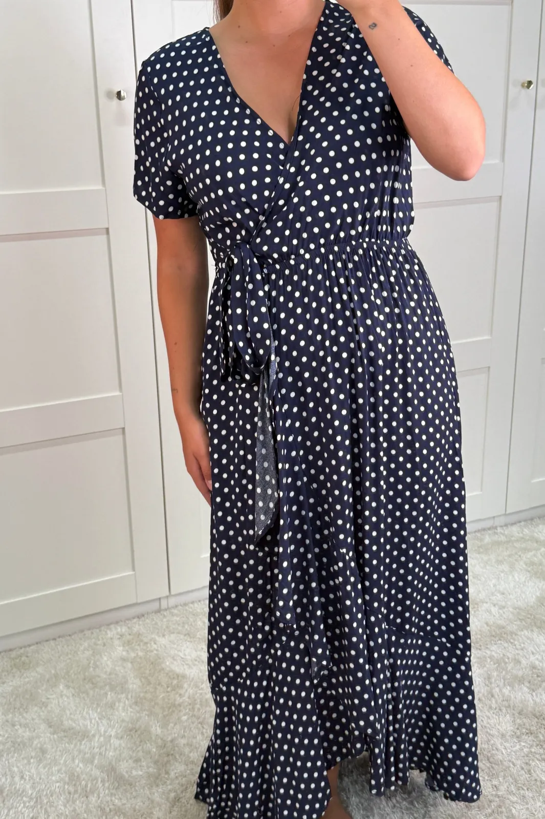 Discount A-bee Ginevra Dot Wrap Dress Navy