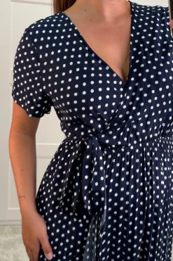 Discount A-bee Ginevra Dot Wrap Dress Navy