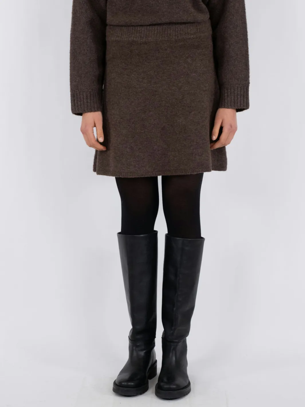 Online Neo Noir Gisa Knit Skirt Brown Melange