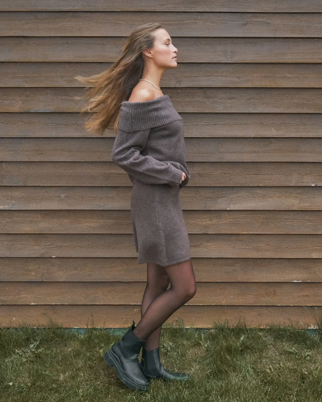 Online Neo Noir Gisa Knit Skirt Brown Melange