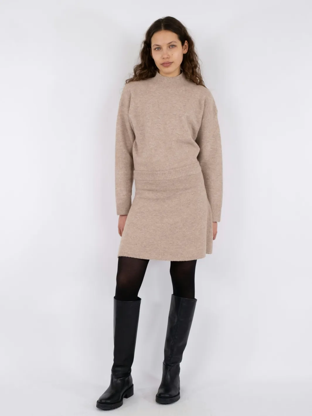 Hot Neo Noir Gisa Knit Skirt Sand Melange