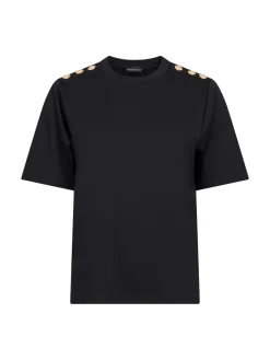 Discount Valentin Studio Gold Button Casual T-shirt Black