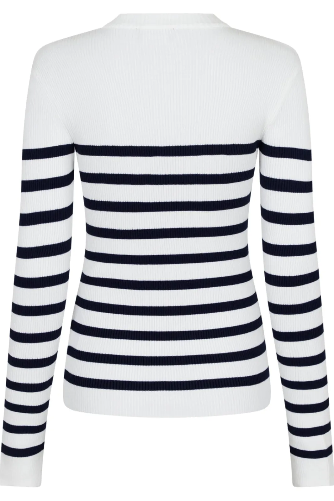 Clearance Valentin Studio Gold Button Knit Blouse Navy Stripe