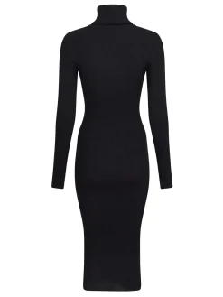 Sale Valentin Studio Gold Button Knit Roll Dress Black