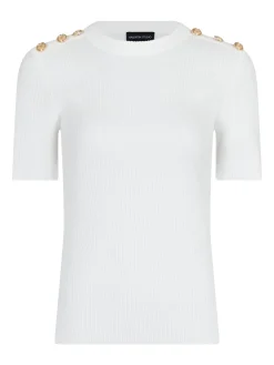 Best Valentin Studio Gold Button Knit T-shirt Off White