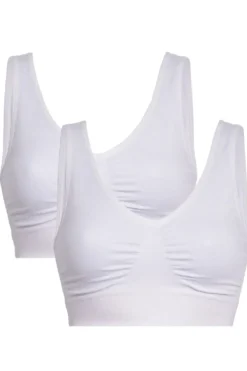 Hot Soft basic Haily Bra top wide strap 2 pak white