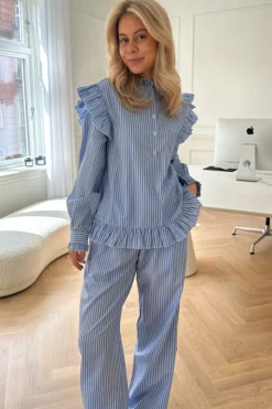 BYIC Hannah Pants White Stripes Blue