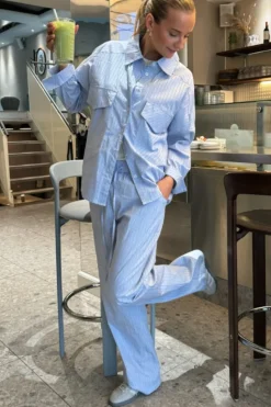 Online BYIC Hannahic Pants lbws Light Blue White Stripe