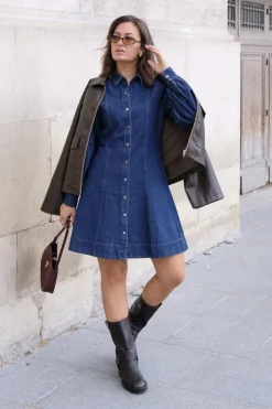 Sale Neo Noir Hanne Denim Dress Dark Blue