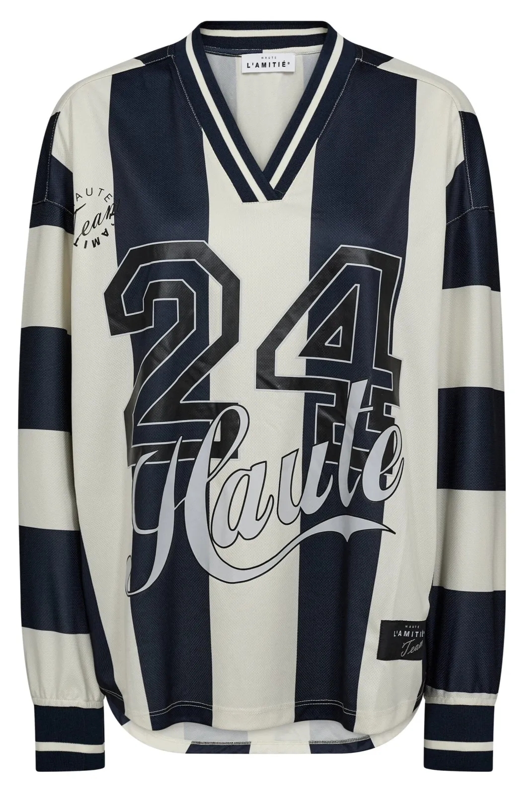 Discount Haute L'Amitié Haute 24 Stripe Blouse HL10419 Navy/ Pearl