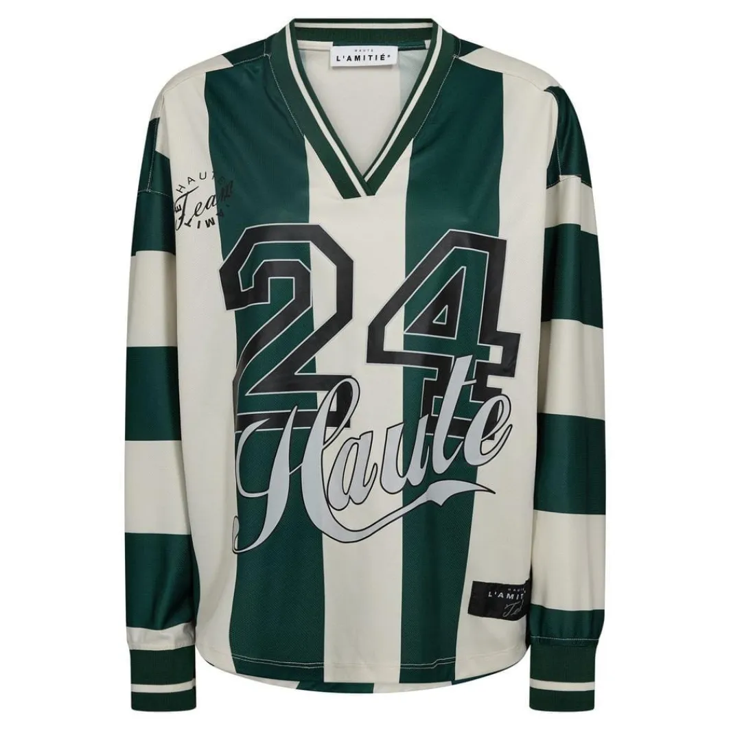 Clearance Haute L'Amitié Haute 24 Stripe Blouse HL10419 Sporty Green/ Pearl