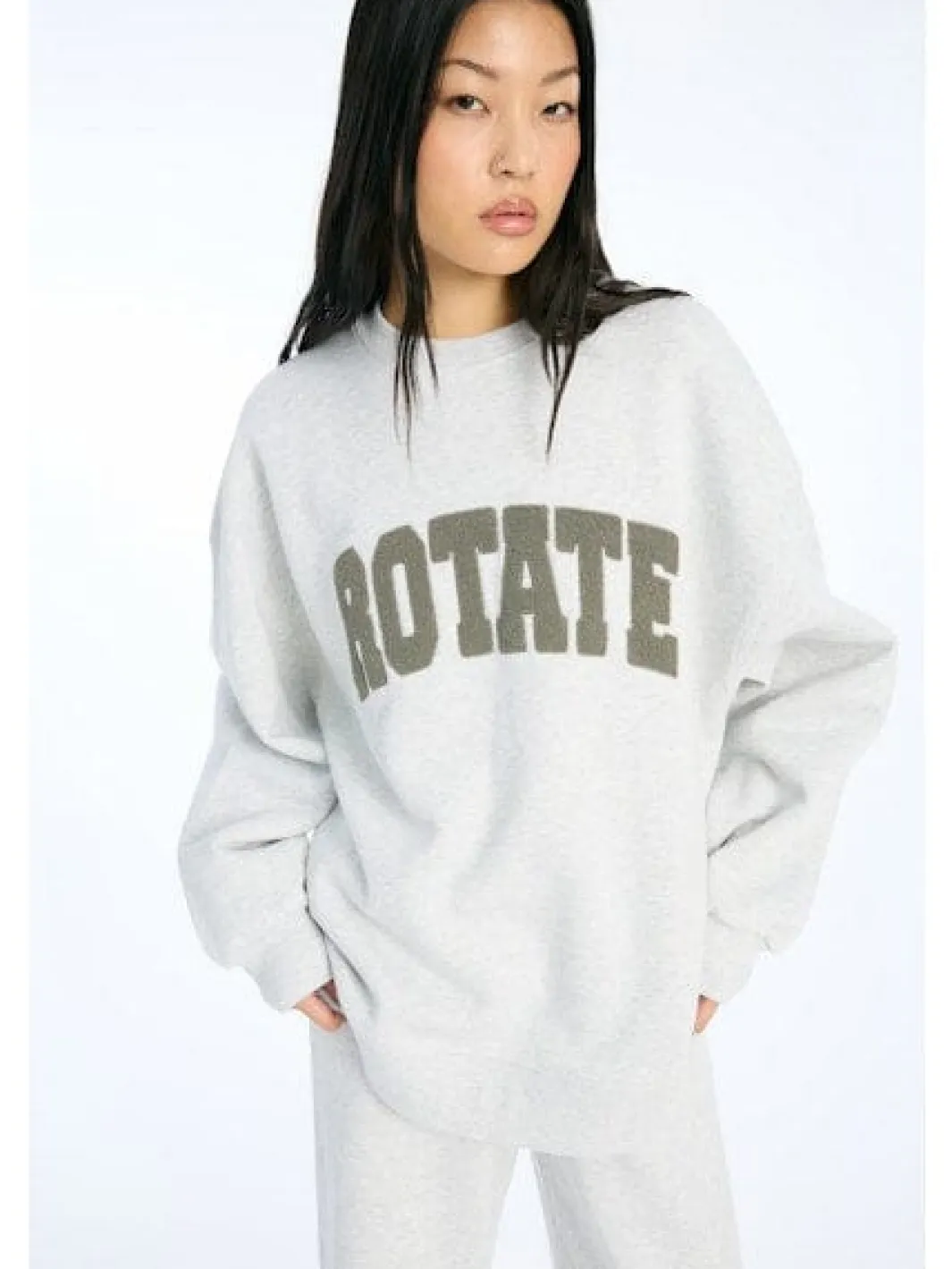 Outlet Rotate Heavy Sweat Crewneck 1158341473 1473 Light Grey Melange