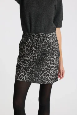Hot Neo Noir Henrietta Leopard Skirt Grey Leopard