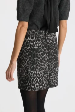 Hot Neo Noir Henrietta Leopard Skirt Grey Leopard