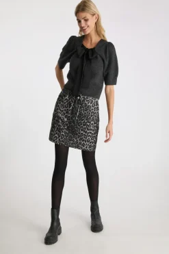 Hot Neo Noir Henrietta Leopard Skirt Grey Leopard